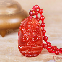 Natural Red Agate Benming Buddha Amitabha Pendant Big Day Tathagata Necklace Benming Year Pendant Men and Women