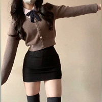 Корейский коричнево-серый + черные бедра + розовая длинная подкладка и галстук-бабочка с длинной ручкой