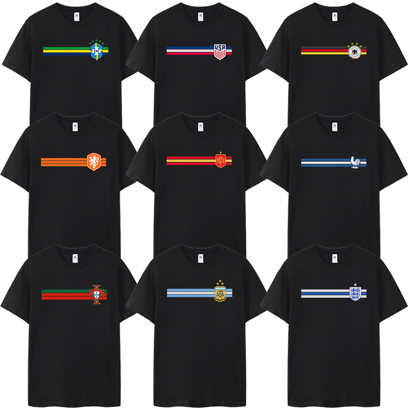 Football Brazil Germany France Argentina Portugal Netherlands England Team T-Shirt Short Sleeve World Cup Football Brazil Germany France Argentina Portugal Netherlands England Team T-Shirt Short Sleeve World Cup