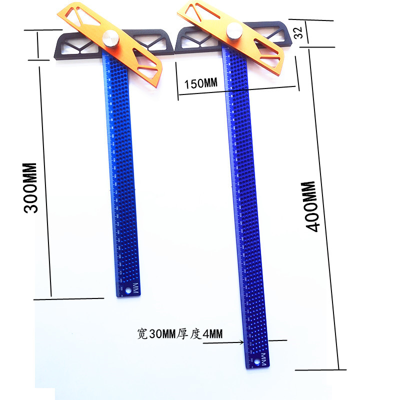 Woodworking drawing line ruler Hole ruler Angle ruler Multi-function ruler Aluminum alloy ruler T300 T400 Repair tool