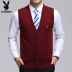 Playboy mùa thu và mùa đông áo len trung niên áo len nam cổ chữ V áo len rắn màu vest vai nam vest áo len cardigan nam Dệt kim Vest