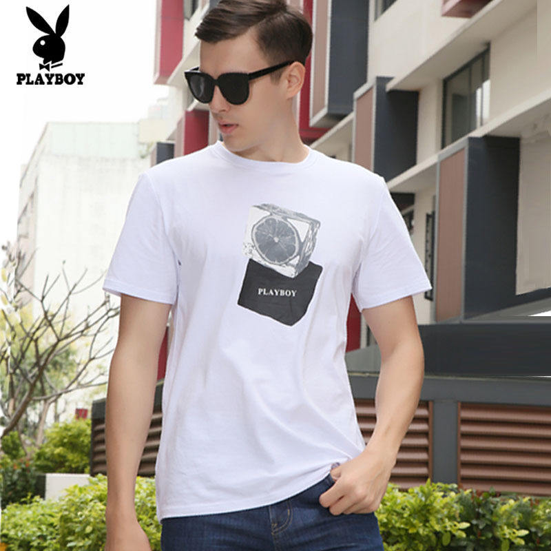 Playboy Short Sleeve T-Shirt Men Men's Half Sleeve Casual Top Slim Fashion Print T-Shirt Sweatshirt