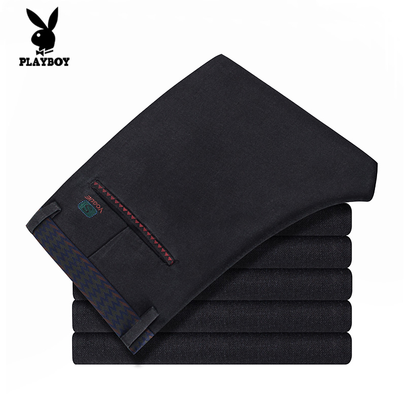 Playboy business casual pants men's autumn and winter straight slim middle-aged dad men's iron-free casual pants