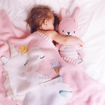 ins new Unicorn shape childrens knitted cover blanket baby blanket nap blanket childrens hand-made carpet Four Seasons cover blanket