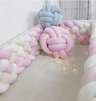 ins new custom six-strand bed braid braided long knotted ball childrens anti-collision strip cushion pillow bed