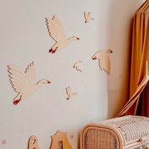 ins childrens room wall decoration wooded group of small flying geese flying bird murals small crowdsourced wall matching
