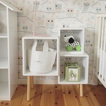 ins new bedside table Nordic childrens room decoration cabinet shape bookshelf wooden bedside table shelf