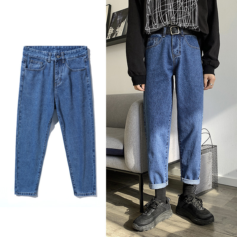 2021 New autumn and winter jeans Men's boomers Loose Straight Drum Pants Han Edition Trend Casual Long Pants