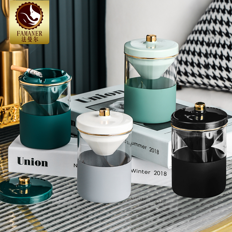 Creative Home Delicacy Windproof Funnels Tobacco Cylinders Advanced Senses Fly Ash Trays Cigarette Ash Trays With Lid Bedrooms Light Lavish High-end