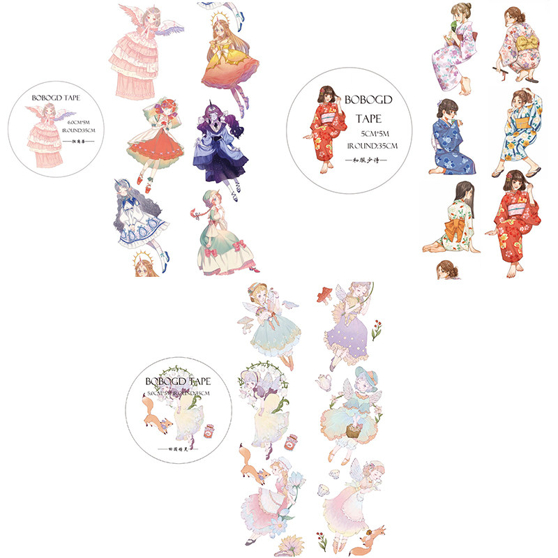 (Recycled packaging) BOBOGD original washi tape pastoral elf unicorn kimono little poem