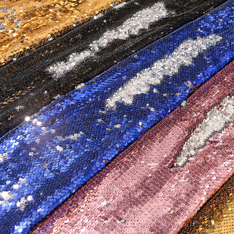 Sequin Fabric Graffiti Mesh Red Flipside Bicolor Two Sides Reversible Fish Scale Sequin Clothing Fabric Wall Sequin Background Cloth