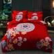 Hai mươi ba bởi 2 m3 Khăn đỏ và xanh lá cây hai mảnh chăn một gia đình bốn hôn lễ hội màu đỏ bông một mảnh - Quilt Covers chăn tuyết nhung