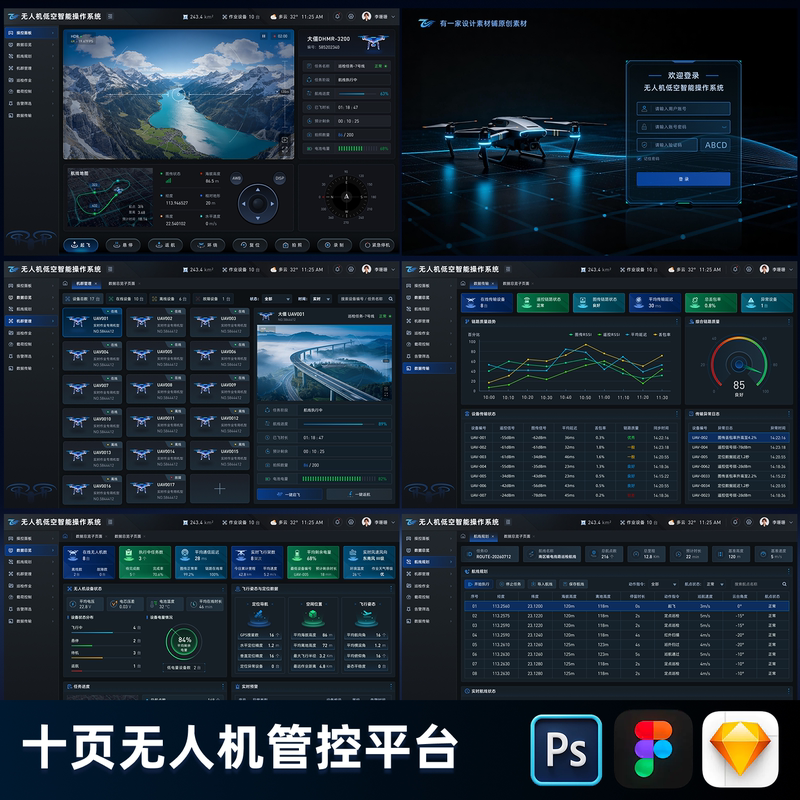Original B-End Drone Low-Altitude Economic Intelligent Platform Operating System Ui Design Psd/Figma Editable