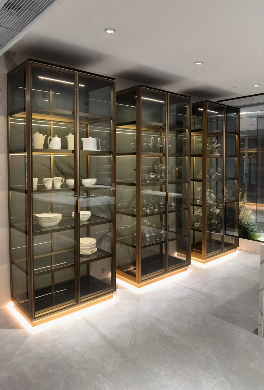 厂家批发铝合金不锈钢玻璃展示柜手办乐高全透明展柜模型柜烟酒柜-阿里巴巴
