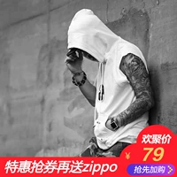 Dark Kuroshio cá tính thể thao không tay áo hip hop lỏng kích thước lớn áo len trùm đầu tập thể dục chạy của nam giới vest chất béo áo hoodie cộc tay