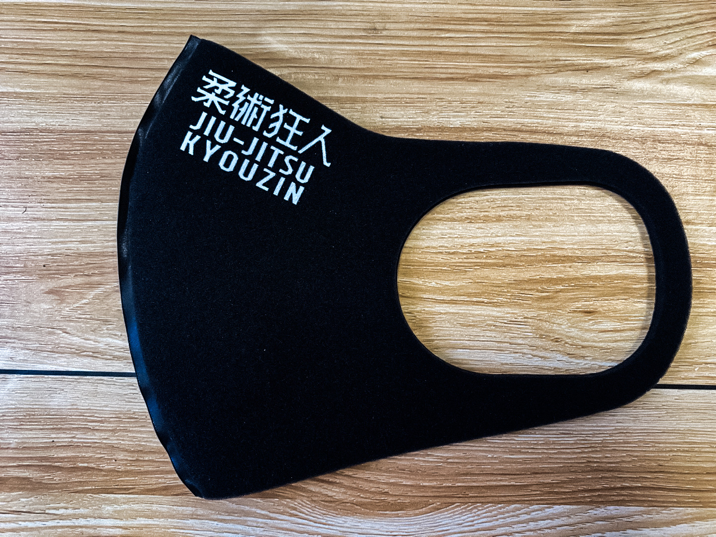 The surgical ramen LOGO mask on the face of the