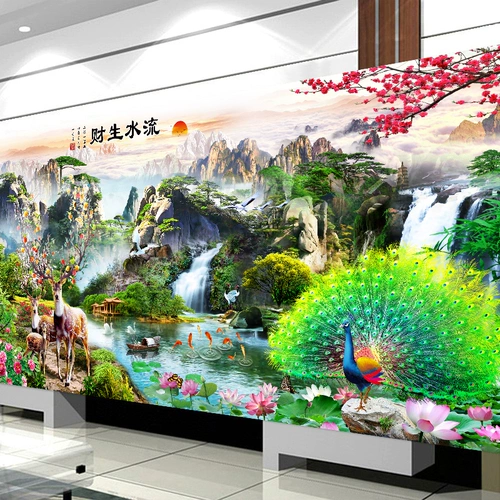 2022 Новая бриллиантовая живопись, полная алмазной гостиной павлин оленей, ландшафтный ландшафтный пейзаж пейзаж стипной стежок.