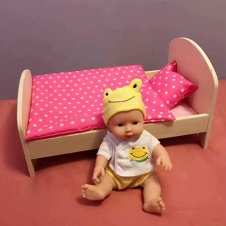 Wooden pretend house wine simulation girl toys Kindergarten doll home cot area corner area toy cot gift