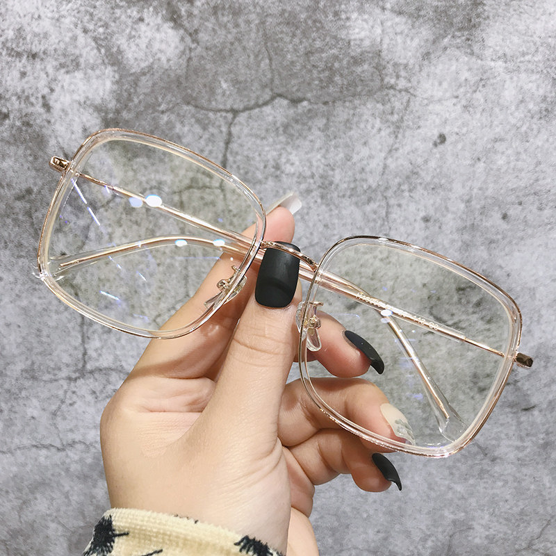 Ultra-light transparent square frame glasses frame for women can be equipped with myopia glasses with degree element makeup artifact eye frame Korean version trendy men