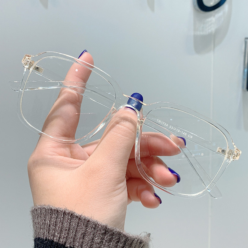 ins transparent frame eye frame female small red book identical nearsightedness glasses can be matched with degree vegan round face Korean version tide