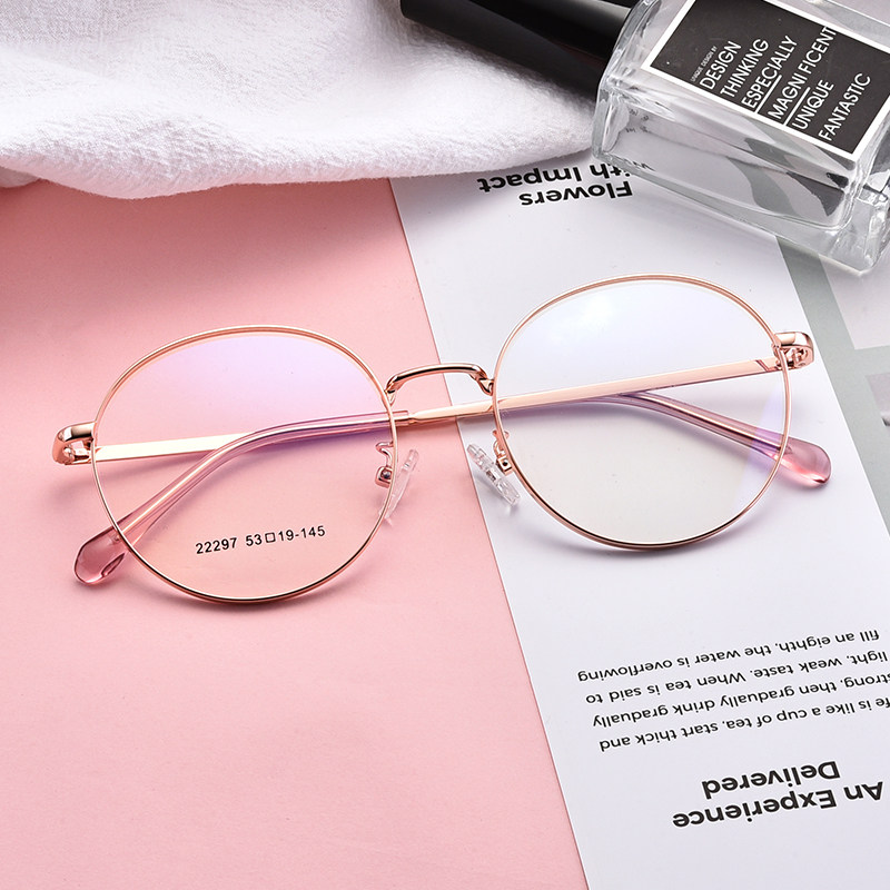 Glasses frame female face with thin myopia glasses male ultra light round face can be mathematical retro-frame large frame Han tide