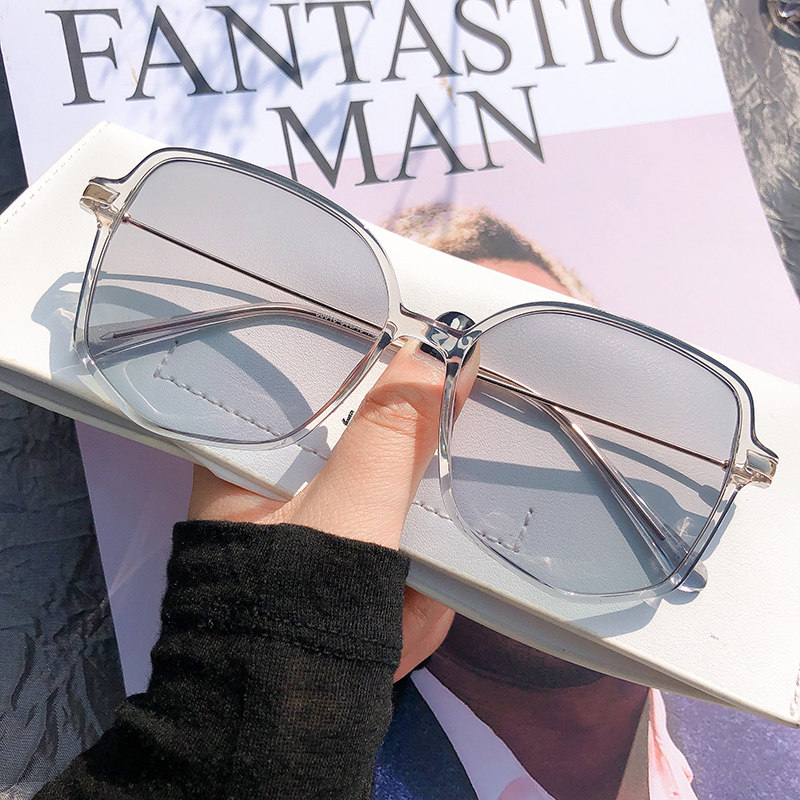 Polygonal discoloration myopia sunglasses women can be equipped with degree sunglasses, big face and thin Korean version of trendy glasses net red models