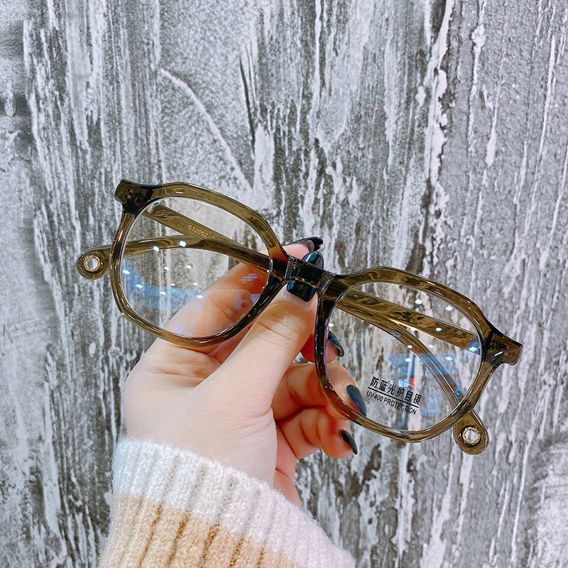 Ultra light transparent glasses female myopia glasses with degree of metallurgical artificial eyeframe decoration student flat mirror male