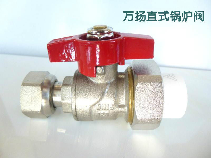 Wanyang large flow boiler heating special 2 head active straight line butterfly to the copper ball valve 25PPR copper core 6 points