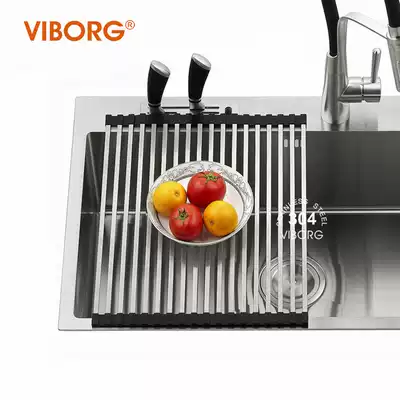 VIBORG 304 stainless steel kitchen sink drain basket sink sink sink collapsible drain rack water filter roller