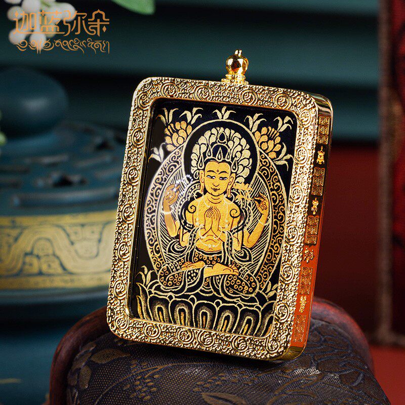 (Cana Miduo) Regong Intangible Cultural Heritage Huang Cai Thangka Bodhi Leaves Thangka Painting Live Special Shoot