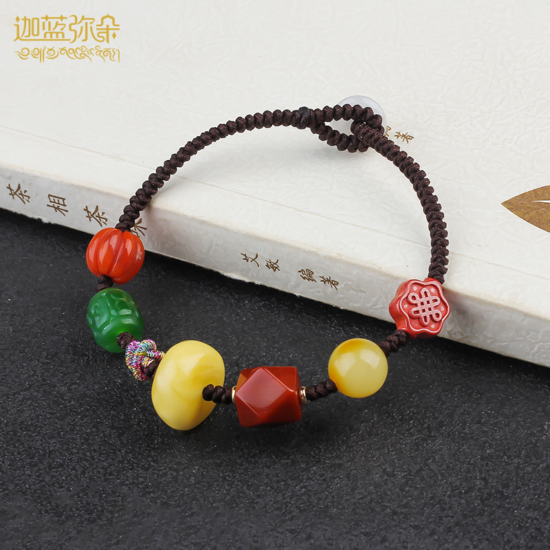 Tibetan Dopper Bracelet Woven Honeywax Nanred and Tea Jabao Dobao Gift Gift