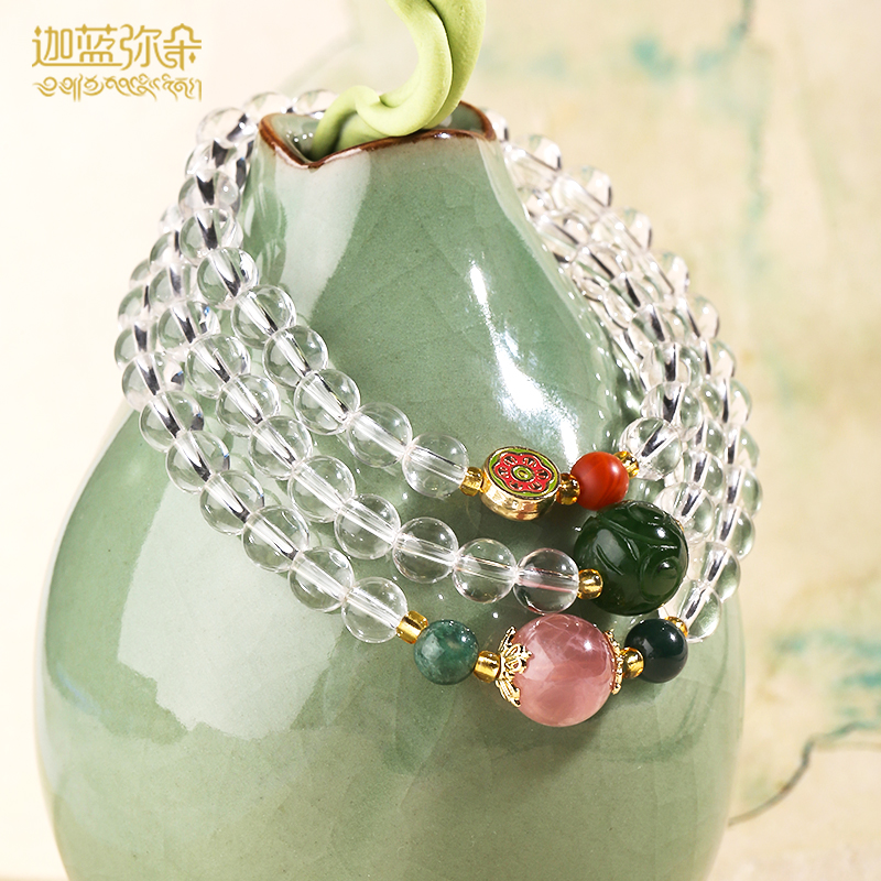 (Carah Blue Mall) Natural white crystal multilayer multi-circle hand string Handheld candida Auspicious Art Gift Gift