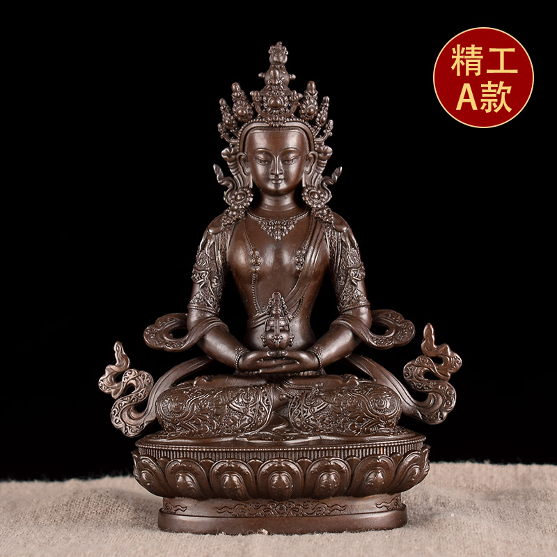 Pure copper Seiko sculptures Flowers Longevity Buddha Tibetan Myong Articles Imitation Antique-free Buddha Statue Xuanguan Family dedicated to the pendulum