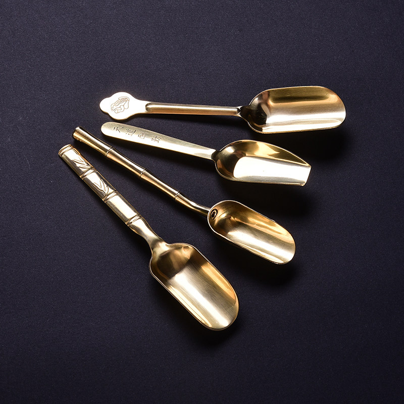 Tea set accessories Pure copper tea spoon Tea shovel Tea spoon Take tea spoon Metal tea side teaspoon Tea ceremony six gentlemen