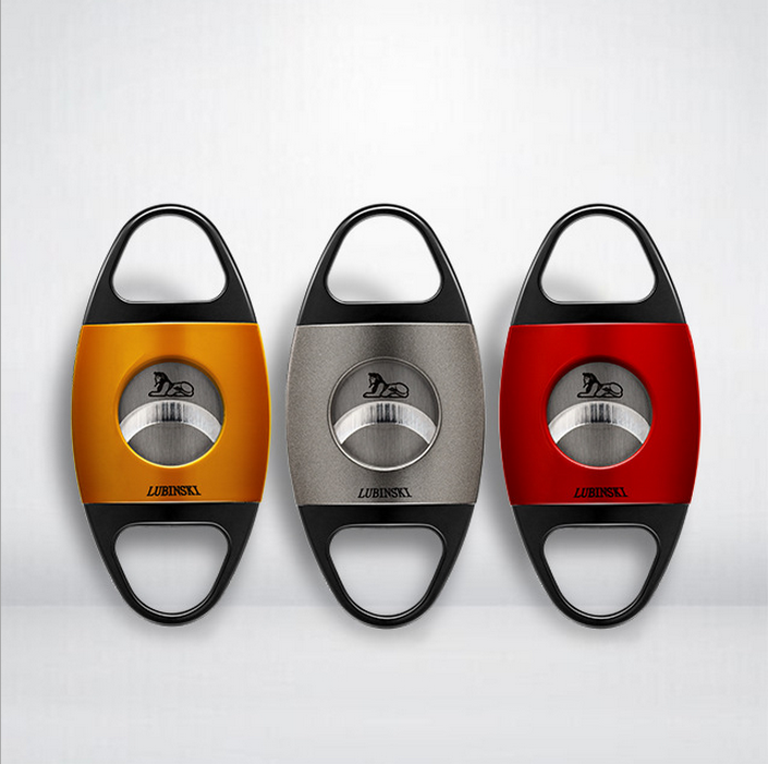 LUBINSKI Rubinski Cigar Scissors Portable Double Edge Stainless Steel Cigar Scissors Leather Case Gift Box Packaging