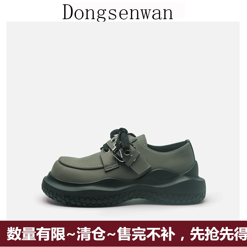 2022 New thick sole with English wind big head shoes lady casual and single shoes niche design shoes
