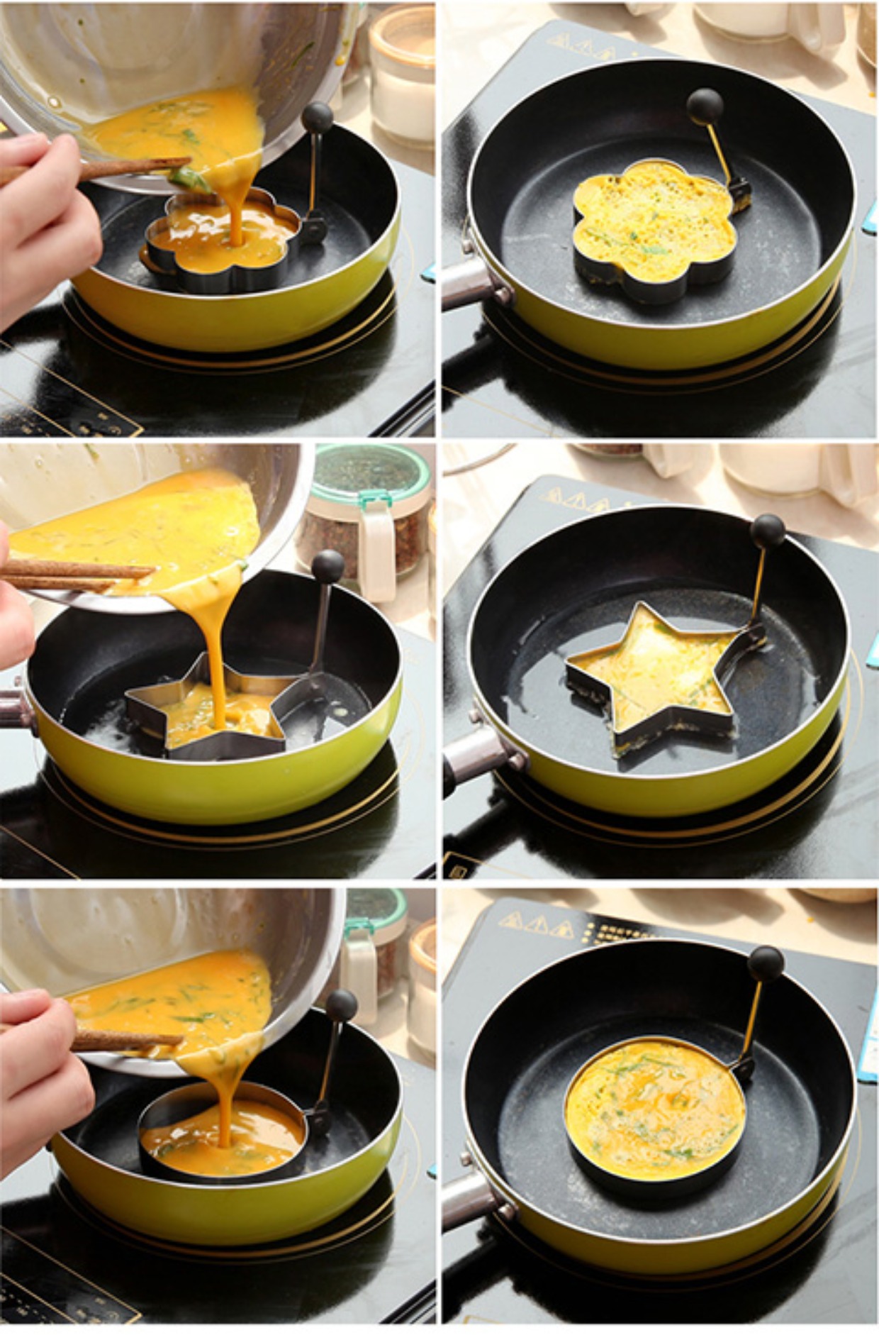 Thép không gỉ omelette khuôn yêu nồi sáng tạo chiên trứng khuôn mẫu bếp cung cấp trứng luộc - Tự làm khuôn nướng khuôn làm bánh bao