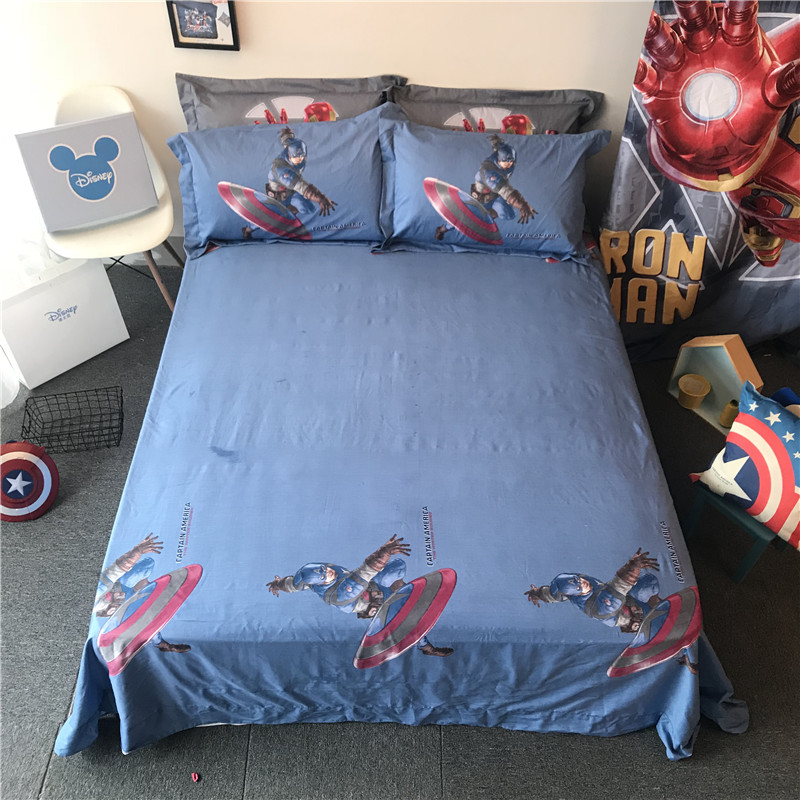 Phim hoạt hình bông đội trưởng Mỹ Iron Man trẻ em ba hoặc bốn bộ bông cậu bé chăn ga trải giường chăn - Bộ đồ giường bốn mảnh giá chăn ga gối đệm