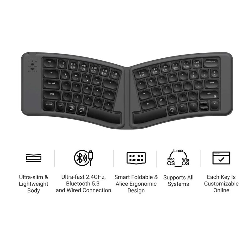Keychron B11Pro Wireless Three-Mode Keyboard for Apple Mac Laptops and Tablets, 2.4g Office Thin and Foldable Keychron B11Pro Wireless Three-Mode Keyboard for Apple Mac Laptops and Tablets, 2.4g Office Thin and Foldable