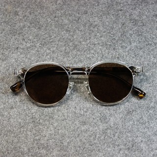 Japanese Style Unisex Retro Round Polarized Sunglasses Transparent Frame Uv Protection Trendy Internet Celebrity Sunglasses Street Style Cool