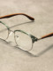 New Retro Metal Square Frame Flat Glasses Trendy Green Anti-Blue Light Eyeglass Frames for Men and Women