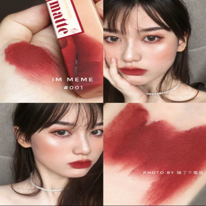 Sản phẩm mới của Hàn Quốc IM MEME MATT TO GO Matte Velvet lipstick lipstick matte 001 gỉ đỏ lá phong đỏ - Son môi