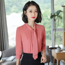 White professional shirt women long sleeve 2018 Spring and Autumn New Korean version of ol chiffon slim dress overalls shirt