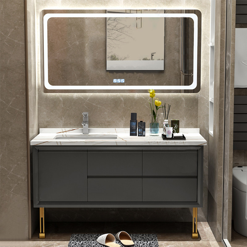 Nordic Light Lavish Bath Room Cabinet Combo Smart Marble Washbasin Washbasin Bench Basin Make-up Room Rock Plate Wash Terrace