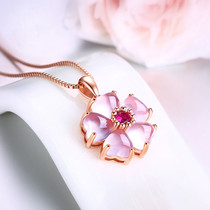 Childrens crystal necklace Female sweet peach heart pink crystal pendant fashion temperament jewelry to send student girl birthday gift