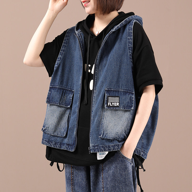 Tree also Korean version casual denim horse chia women's hat spring autumn new big size loose art car label horse clip short coat