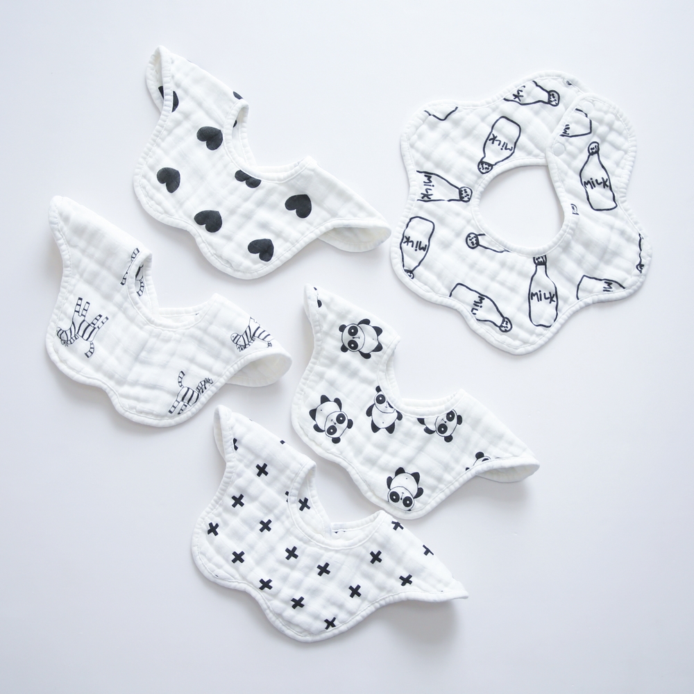 Multiple clothes ~ ins wind baby saliva towel pure cotton cotton cloth baby flower round mouth anti-puff milk 360 degrees rotatable-Taobao