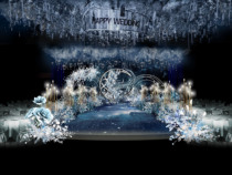 6 sets of dark blue starry sky light blue ocean beautiful wedding effect painted pad file design material wedding props