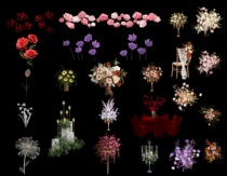 Wedding hand-painted material floral celebration props bouquet table flowers PSD layered source file 52 series of autumn colors