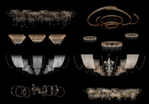 8 kinds of ceiling Daquan Korean style Buo style cloth mantle crystal light string wedding PSD file effect Picture material